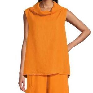 bryn Walker Orange Sleeveless Tunic linen xs cowl neck